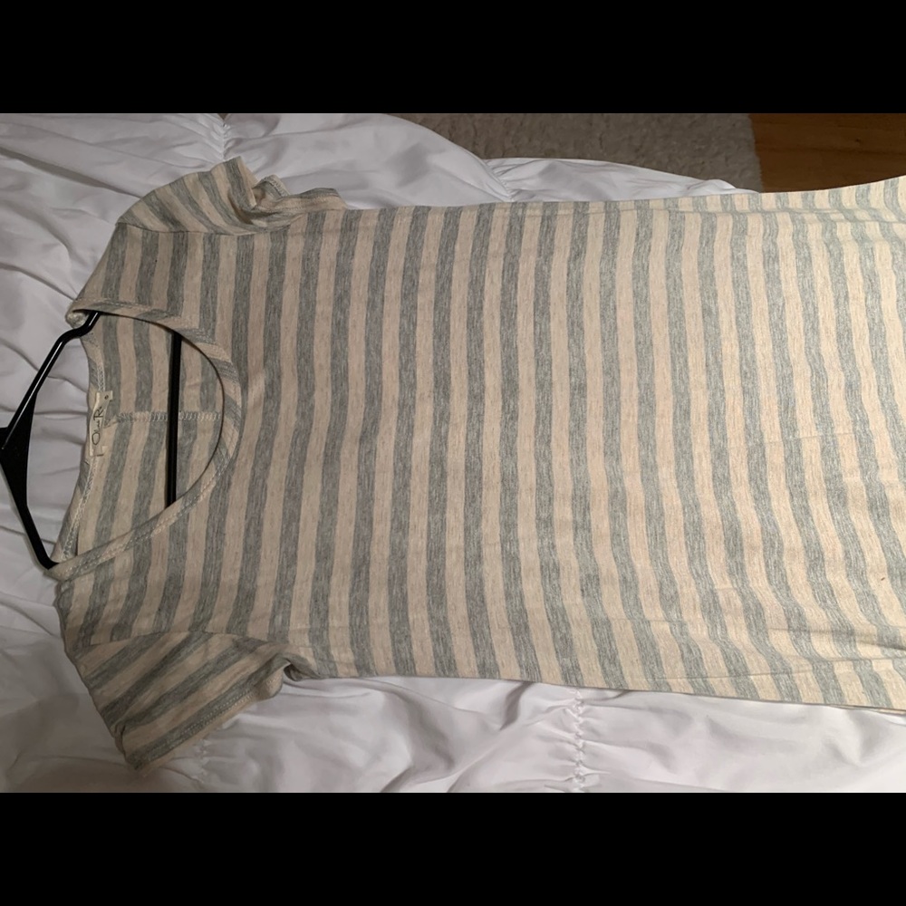 Light pink and grey striped t shirt dress